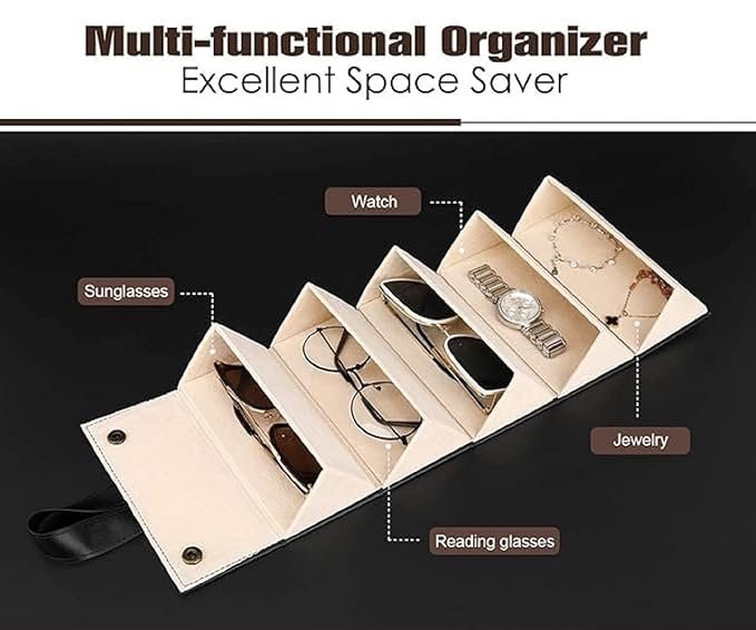5-Slot Foldable Sunglasses Organizer – Travel Eyewear Case