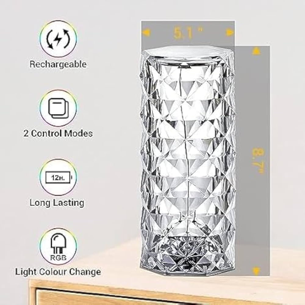 Crystal Rose Lamp – 16 Color Changing RGB LED Night Light