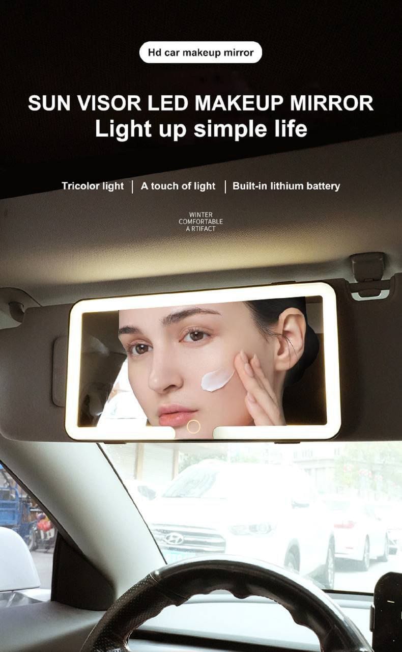 Car Vanity Mirror – Touch Light Rechargeable LED For Makeup