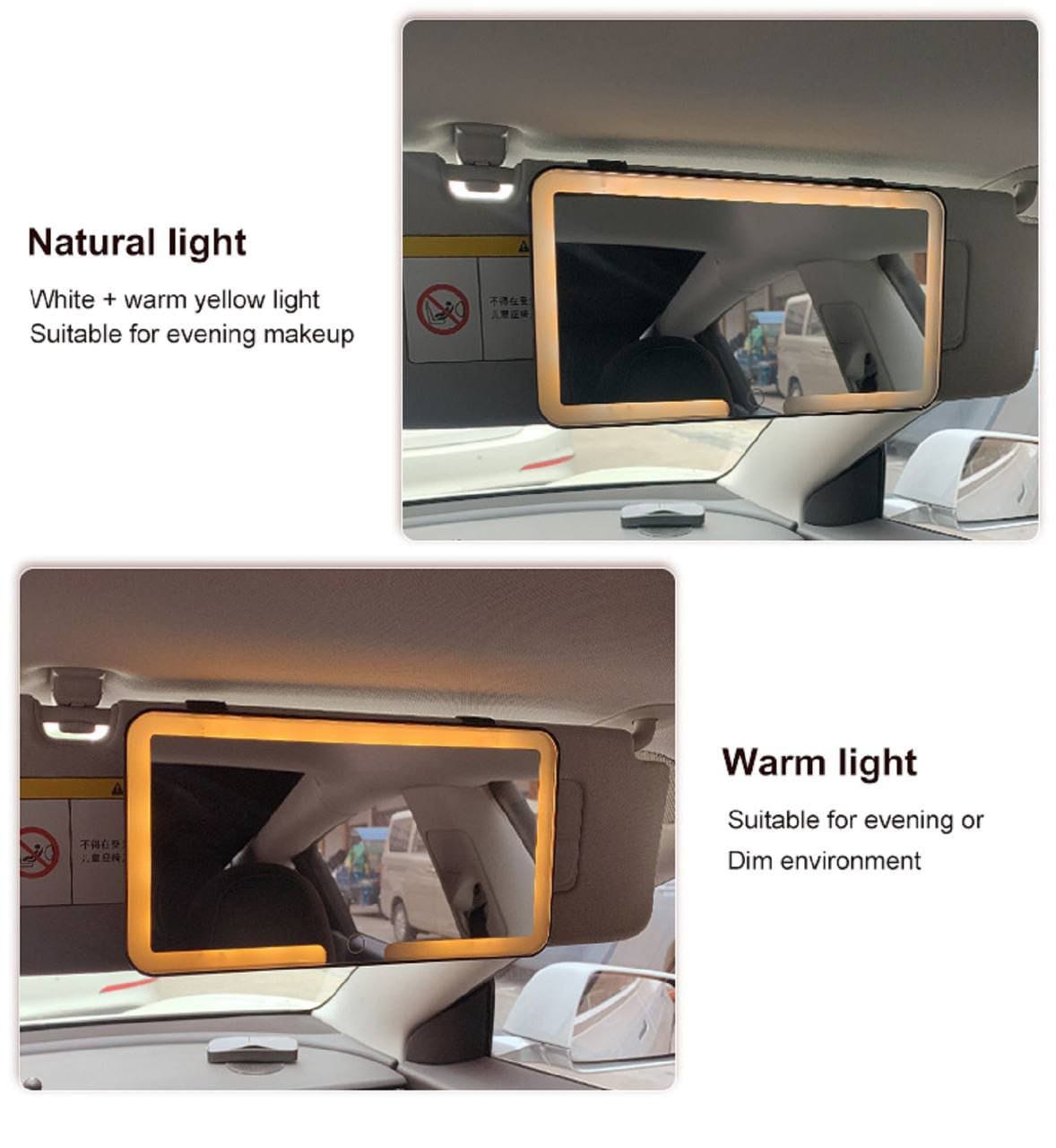 Car Vanity Mirror – Touch Light Rechargeable LED For Makeup