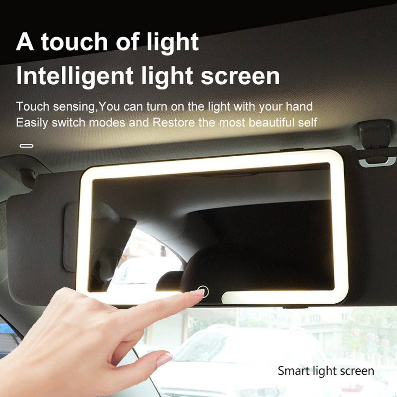 Car Vanity Mirror – Touch Light Rechargeable LED For Makeup