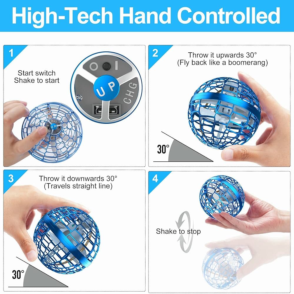 Flying Orb Ball – 360° Rotating Round Shape Flying Toy with LED Lights