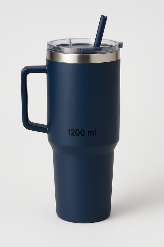 1200 ml Stainless Steel Tumbler – Insulated with Straw & Handle