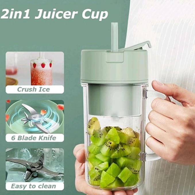 Portable Crusher Juicer – USB Rechargeable 6-Blade Mini Blender