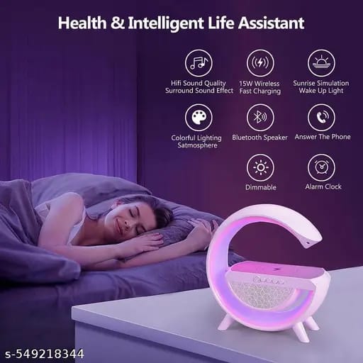 G-Shape LED Display Wireless Speaker Lamp  with Clock